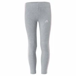 Adidas Girls Essentials 3 Stripes Leggings Medium Grey Heather / Clear Pink