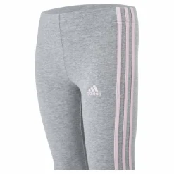 Adidas Girls Essentials 3 Stripes Leggings Medium Grey Heather / Clear Pink