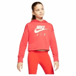 Air Crop Hoodie Jr White/Red