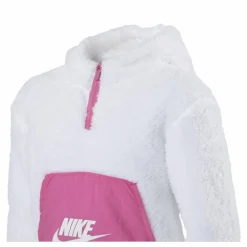Air Sherpa Half Zip Hoodie Junior Pink/White