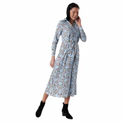 Alma Poly L/S Shirt Dress Aop Blue