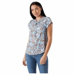 Alma Poly S/S Top Aop Blue