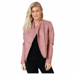 Ava Faux Leather Biker Otw Pink