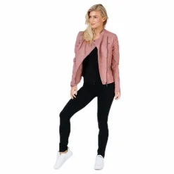 Ava Faux Leather Biker Otw Pink