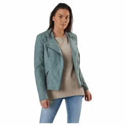 Ava Faux Leather Biker Otw Green