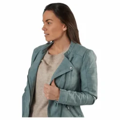 Ava Faux Leather Biker Otw Green