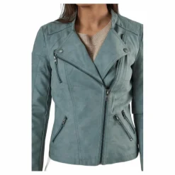 Ava Faux Leather Biker Otw Green