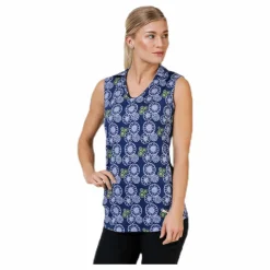 Blossom Sleeveless Polo Blue/Patterned