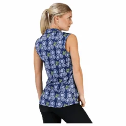 Blossom Sleeveless Polo Blue/Patterned