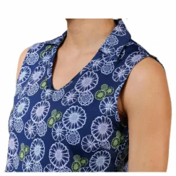 Blossom Sleeveless Polo Blue/Patterned