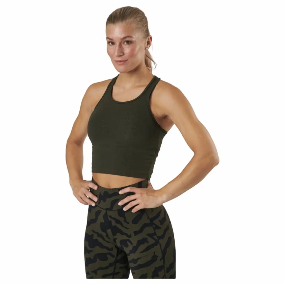 Bold Rib Crop Tank Forest Green