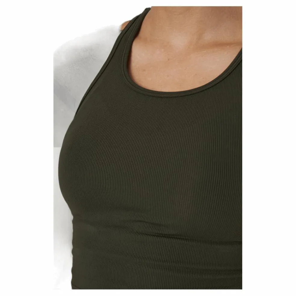 Bold Rib Crop Tank Forest Green