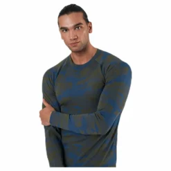 Camo Merino Wool Crew Blue/Green