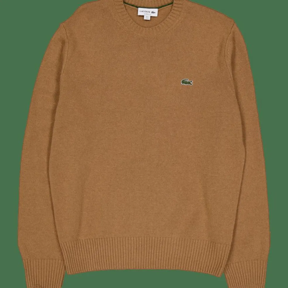 Carded Wool Crew Neck Sweater White Tuy
