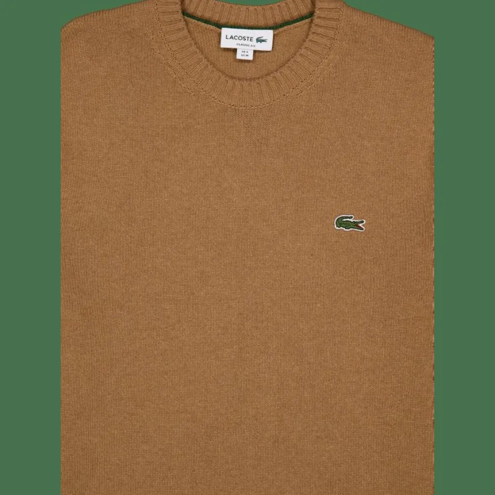 Carded Wool Crew Neck Sweater White Tuy