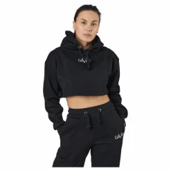 Chill Lounge Cropped Hoodie Black