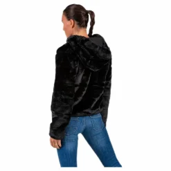 Chris Fur Hooded Jacket Otw Black