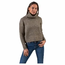 Chunky L/S Rollneck Pullover Beige