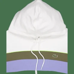 Colour-block Fleece Hoodie Flour/olive-delphinium