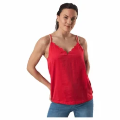 Debbie Singlet Wvn Red