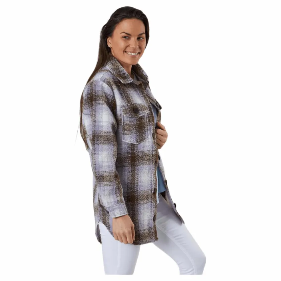 Deena-Oma L/S Check Shacket Cc Pnt White