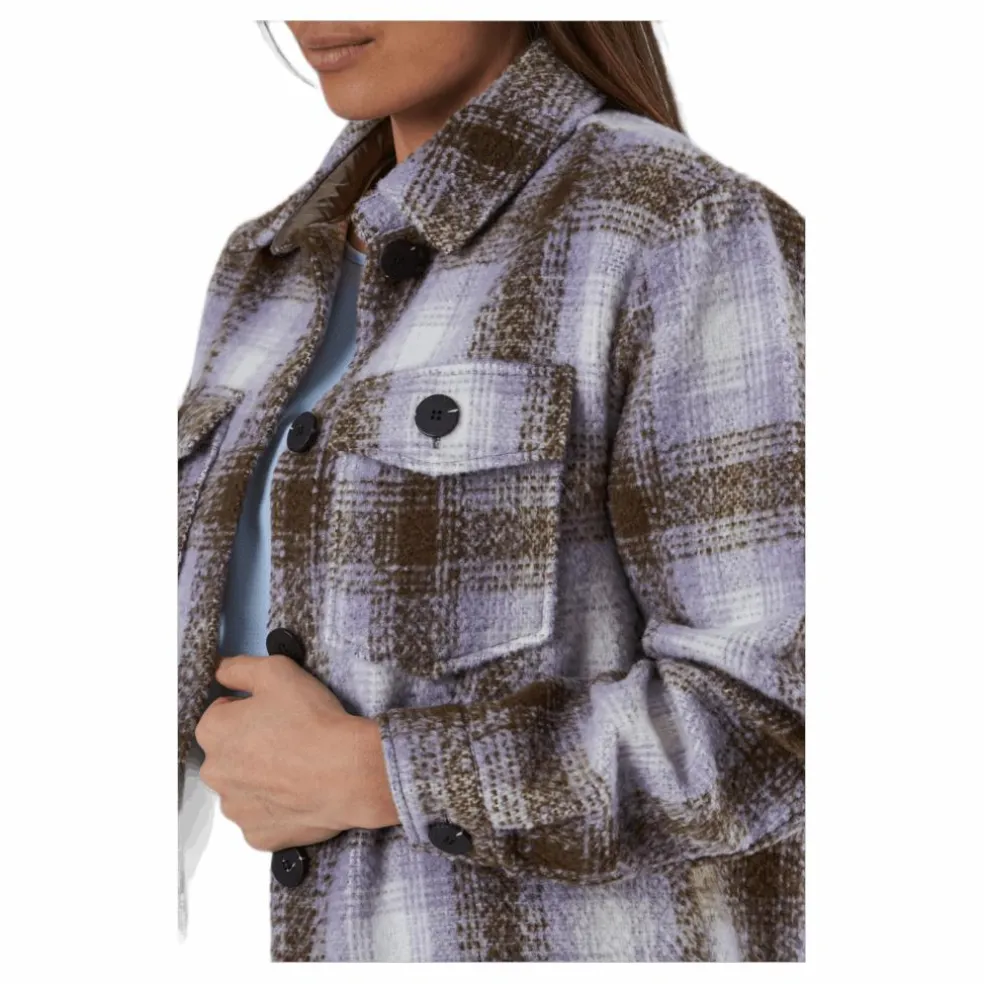 Deena-Oma L/S Check Shacket Cc Pnt White