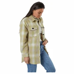 Deena-Oma L/S Check Shacket Cc Pnt White