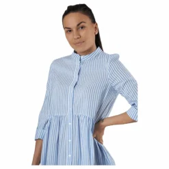 Ditte Life  Stripe 3/4 Dress W White