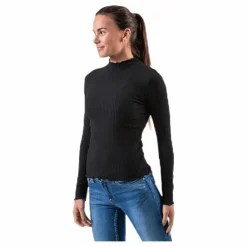 Emma L/S High Neck Top Jrs Black