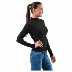Emma L/S High Neck Top Jrs Black