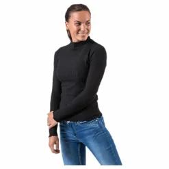 Emma L/S High Neck Top Jrs Black
