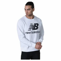 Essentials Stacked Logo Crew White/Black