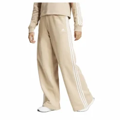 Essentials 3-Stripes Fleece Wide Joggers Beige