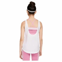 Extra Long Tank Jr Pink/White