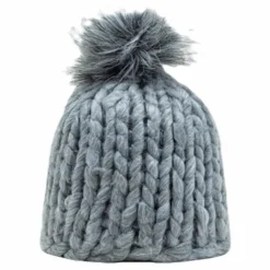 Fox Knitted Beanie Grey