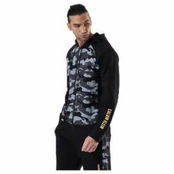 Full Zip Hooded Jacket  Patterned/Black