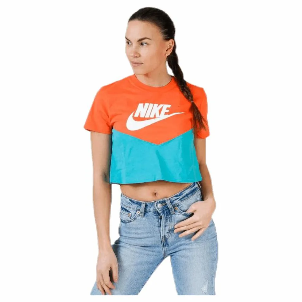Heritage SS Top Orange/Turquoise
