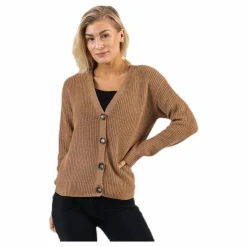 Karie Ls Knit Cardigan Beige