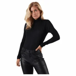 Lela Life L/S Rollneck Top Jrs Black