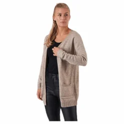 Lesly L/S Open Cardigan Knt Beige