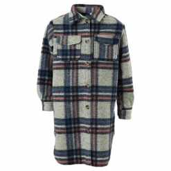 Lou-Lou L/S Check Long Shacket Grey