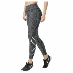 Mid-Rise Compression Print Tights W White/Black
