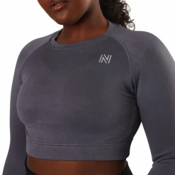 Molly Seamless Ls Crop Top Blue