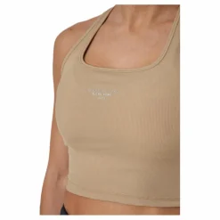 Night Rib Crop Tank Beige