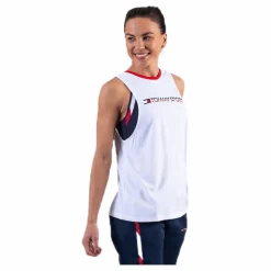 Open Back Tape Tank Top White