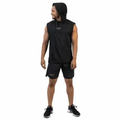 Power Sleeveless Hoodie Black&gold