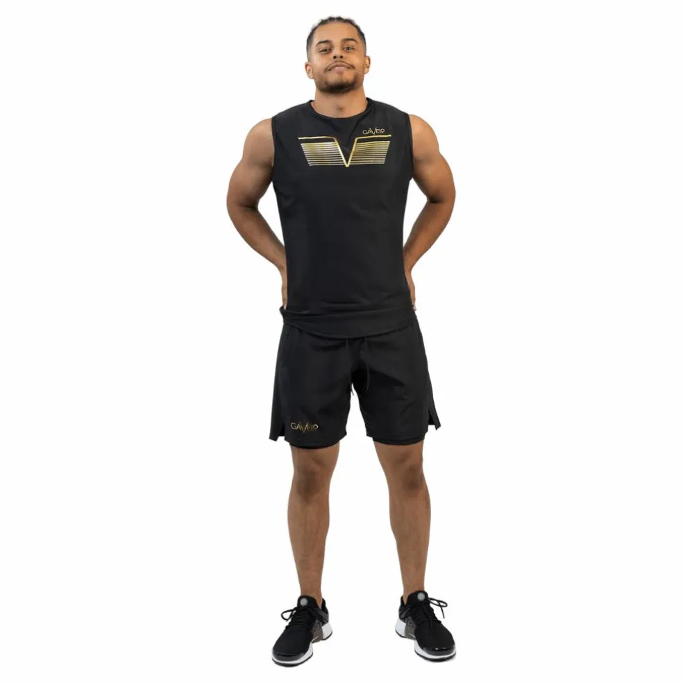 Power Sleeveless Tee Black&gold