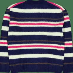 Relaxed Fit Striped Alpaca Woo Navy Blue/pollen 0-bigarr