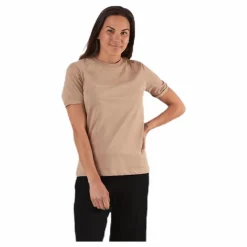 Ria Ss Fold Up Solid Tee Beige