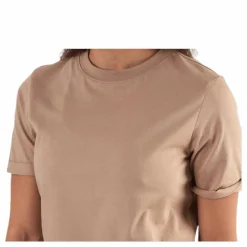 Ria Ss Fold Up Solid Tee Beige
